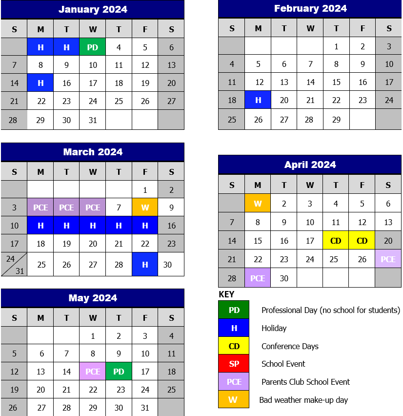 School Calendar Westminster Presbyterian Church